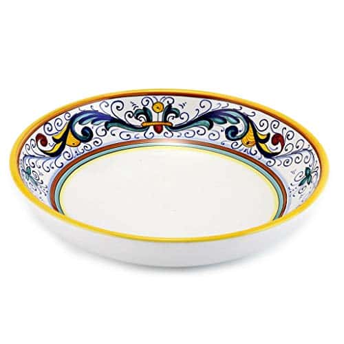 RICCO DERUTA RisottoPastaCioppino round shallow coupe bowl [RIC]   Authentic hand painted in Deruta, Italy. Original design. Shipped from the USA with Certificate of Authenticity.