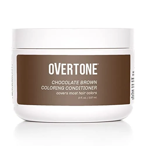 Overtone Haircare Color Depositing Conditioner   oz Semi permanent Hair Color Conditioner With Shea Butter & Coconut Oil   Chocolate Brown Temporary Cruelty Free Hair Color (Chocolate Brown)